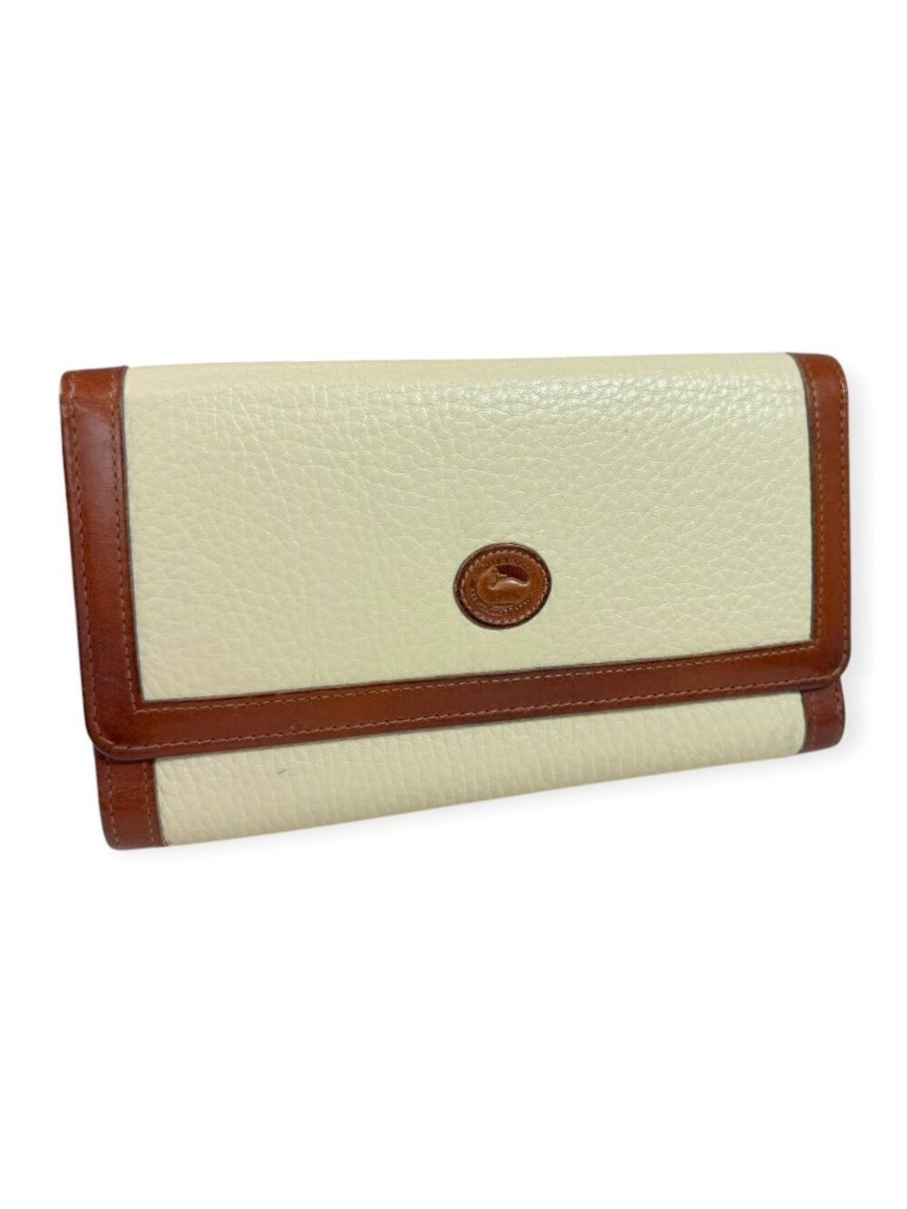 Vintage Dooney and Bourke Tri-fold Wallet Cream & Tan Pebbled Leather - Picture 7 of 7